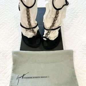 Giuseppe Zanotti Design - Black Leather Crystal Sandals